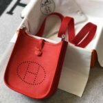Replica Hermes Evelyne Bag Hermes Mini Crossbody Bag 20410 Silver Buckle Red35208