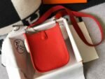 Replica Hermes Evelyne Bag Hermes Mini Crossbody Bag 20410 Silver Buckle Red35208 - Image 4