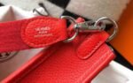 Replica Hermes Evelyne Bag Hermes Mini Crossbody Bag 20410 Silver Buckle Red35208 - Image 7