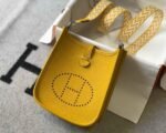 Replica Hermes Evelyne Bag Hermes Mini Crossbody Bag 20408 Silver Buckle Yellow35207