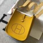 Replica Hermes Evelyne Bag Hermes Mini Crossbody Bag 20408 Silver Buckle Yellow35207