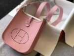 Replica Hermes Evelyne Bag Hermes Mini Crossbody Bag 20407 Silver Buckle Pink35171
