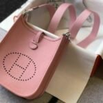 Replica Hermes Evelyne Bag Hermes Mini Crossbody Bag 20407 Silver Buckle Pink35171