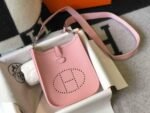 Replica Hermes Evelyne Bag Hermes Mini Crossbody Bag 20407 Silver Buckle Pink35171 - Image 2