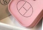 Replica Hermes Evelyne Bag Hermes Mini Crossbody Bag 20407 Silver Buckle Pink35171 - Image 4