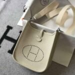 Replica Hermes Evelyne Bag Hermes Mini Crossbody Bag 20406 Silver Buckle Beige35130