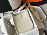 Replica Hermes Evelyne Bag Hermes Mini Crossbody Bag 20406 Silver Buckle Beige35130 - Image 3