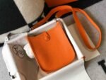 Replica Hermes Evelyne Bag Hermes Mini Crossbody Bag 20405 Silver Buckle Orange35087 - Image 3
