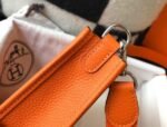 Replica Hermes Evelyne Bag Hermes Mini Crossbody Bag 20405 Silver Buckle Orange35087 - Image 5