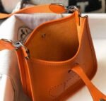 Replica Hermes Evelyne Bag Hermes Mini Crossbody Bag 20405 Silver Buckle Orange35087 - Image 8