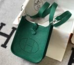 Replica Hermes Evelyne Bag Hermes Mini Crossbody Bag 20404 Silver Buckle Dark Green35062