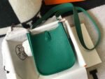 Replica Hermes Evelyne Bag Hermes Mini Crossbody Bag 20404 Silver Buckle Dark Green35062 - Image 3
