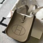 Replica Hermes Evelyne Bag Hermes Mini Crossbody Bag 20403 Silver Buckle Kakhi35025