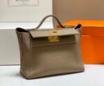 Replica Hermes Kelly 2424 Leather 29cm H230267 Elephant gray Shoulder bag34428 - Image 2