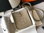 Replica Hermes Evelyne Bag Hermes Mini Crossbody Bag 20403 Silver Buckle Kakhi35025 - Image 2