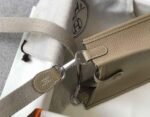 Replica Hermes Evelyne Bag Hermes Mini Crossbody Bag 20403 Silver Buckle Kakhi35025 - Image 6
