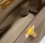 Replica Hermes Kelly 2424 Leather 29cm H230267 Elephant gray Shoulder bag34428 - Image 7