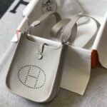Replica Hermes Evelyne Bag Hermes Mini Crossbody Bag 20402 Silver Buckle Light Gray34998
