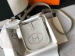 Replica Hermes Evelyne Bag Hermes Mini Crossbody Bag 20402 Silver Buckle Light Gray34998 - Image 2