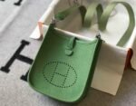 Replica Hermes Evelyne Bag Hermes Mini Crossbody Bag 20401 Silver Buckle Green34947