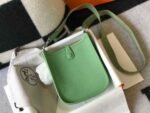 Replica Hermes Evelyne Bag Hermes Mini Crossbody Bag 20401 Silver Buckle Green34947 - Image 3
