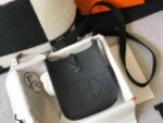 Replica Hermes Evelyne Bag Hermes Mini Crossbody Bag 20398 Silver Buckle Black34874 - Image 2
