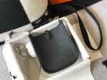 Replica Hermes Evelyne Bag Hermes Mini Crossbody Bag 20398 Silver Buckle Black34874 - Image 3