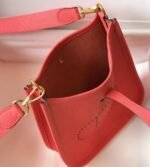 Replica Hermes Evelyne Bag Designer Hermes Mini Crossbody Bag 20397 Gold Buckle Red34353 - Image 8