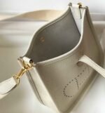 Replica Hermes Evelyne Bag Designer Hermes Mini Crossbody Bag 20396 Gold Buckle Beige34352 - Image 8