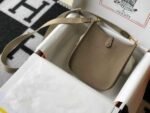 Replica Hermes Evelyne Bag Designer Hermes Mini Crossbody Bag 20395 Gold Buckle Gray34350 - Image 2