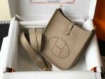 Replica Hermes Evelyne Bag Designer Hermes Mini Crossbody Bag 20395 Gold Buckle Gray34350 - Image 4