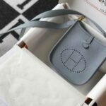 Replica Hermes Evelyne Bag Designer Hermes Mini Crossbody Bag 20394 Gold Buckle Light Blue34348