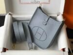 Replica Hermes Evelyne Bag Designer Hermes Mini Crossbody Bag 20394 Gold Buckle Light Blue34348 - Image 4