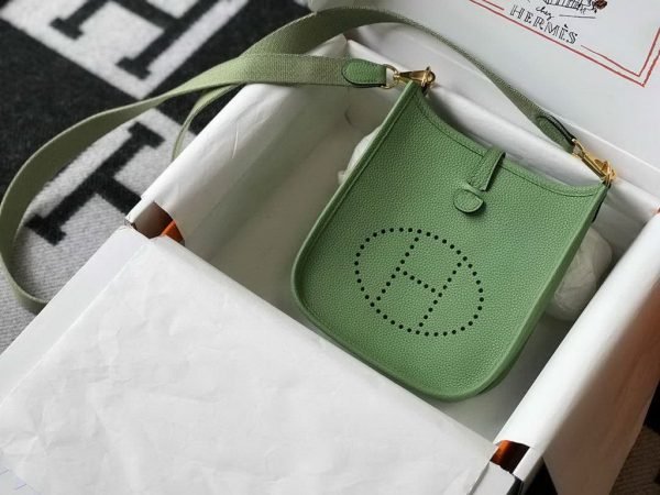 6532774567867.jpg Replica Hermes Evelyne Bag Designer Hermes Mini Crossbody Bag 20393 Gold Buckle Light Green34345 - Image 1