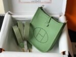Replica Hermes Evelyne Bag Designer Hermes Mini Crossbody Bag 20393 Gold Buckle Light Green34345 - Image 4