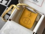 Replica Hermes Evelyne Bag Designer Hermes Mini Crossbody Bag 20392 Gold Buckle Yellow34343
