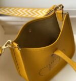 Replica Hermes Evelyne Bag Designer Hermes Mini Crossbody Bag 20392 Gold Buckle Yellow34343 - Image 8