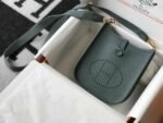 Replica Hermes Evelyne Bag Designer Hermes Mini Crossbody Bag 20391 Gold Buckle Dark Green34340