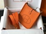 Replica Hermes Evelyne Bag Designer Hermes Mini Crossbody Bag 20390 Gold Buckle Orange34337 - Image 4