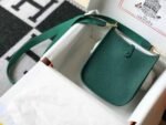 Replica Hermes Evelyne Bag Designer Hermes Mini Crossbody Bag 20389 Gold Buckle Green34334 - Image 2
