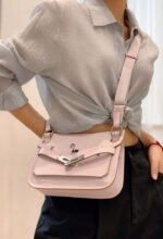 Replica Hermes 316413 Jyspiere Leather Hermes bags Pink H90091634346 - Image 10