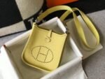 Replica Hermes Evelyne Bag Designer Hermes Mini Crossbody Real Bag 20434 Light Yellow34821 - Image 3