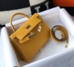Replica Hermes Kelly Bag Hermes 19CM Epsom Shoulder Mini Bag Yellow 20463 - Image 2