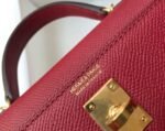 Replica Hermes Kelly Bag Hermes 19CM Epsom Shoulder Mini Bag Wine red 20462 - Image 6