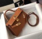 Replica Hermes Kelly Bag Hermes 19CM Epsom Shoulder Mini Bag Tan 20467 - Image 2