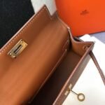 Replica Hermes Kelly Bag Hermes 19CM Epsom Shoulder Mini Bag Tan 20467 - Image 7