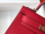 Replica Hermes Kelly Bag Hermes 19CM Epsom Shoulder Mini Bag Red 20465 - Image 7