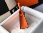 Replica Hermes Kelly Bag Hermes 19CM Epsom Shoulder Mini Bag Orange 20464 - Image 2