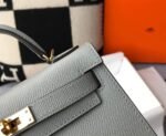 Replica Hermes Kelly Bag Hermes 19CM Epsom Shoulder Mini Bag Light gray 20460 - Image 4