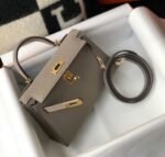 Replica Hermes Kelly Bag Hermes 19CM Epsom Shoulder Mini Bag Gray 20468 - Image 3